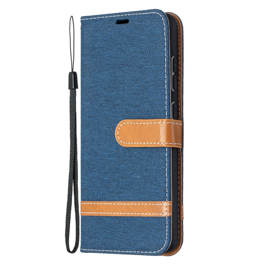 For Samsung Galaxy A52 5G / 4G Color Matching Denim Texture Horizontal Flip Leather Case with Holder & Card Slots & Wallet & Lanyard(Dark Blue) by buy2fix