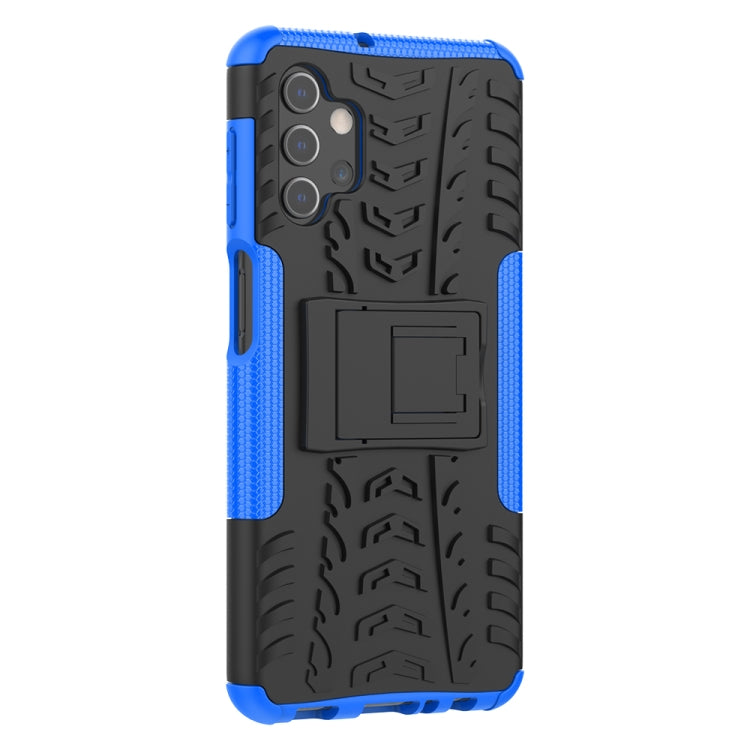 For Samsung Galaxy A32 5G Tire Texture Shockproof TPU+PC Protective Case with Holder(Blue) by buy2fix