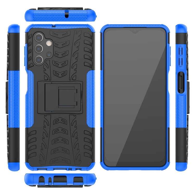 For Samsung Galaxy A32 5G Tire Texture Shockproof TPU+PC Protective Case with Holder(Blue) by buy2fix