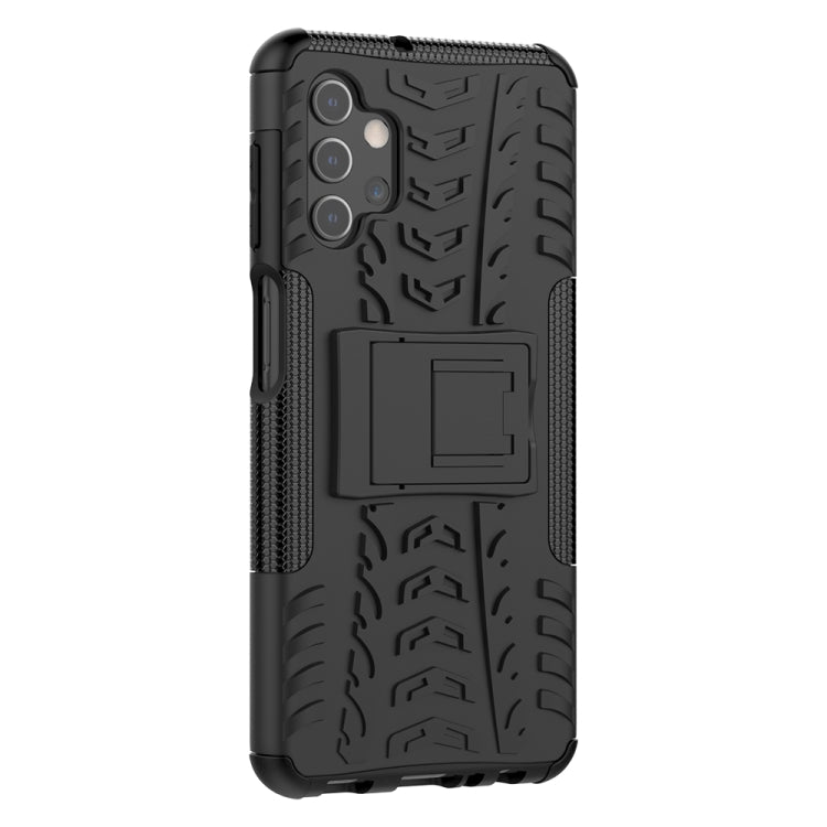 For Samsung Galaxy A32 5G Tire Texture Shockproof TPU+PC Protective Case with Holder(Black) by buy2fix
