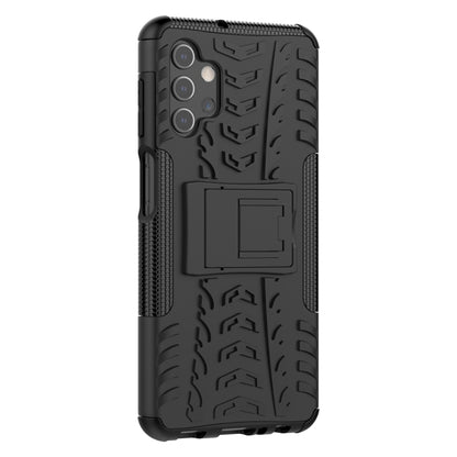For Samsung Galaxy A32 5G Tire Texture Shockproof TPU+PC Protective Case with Holder(Black) by buy2fix