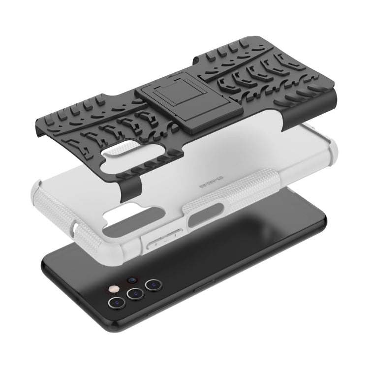 For Samsung Galaxy A32 5G Tire Texture Shockproof TPU+PC Protective Case with Holder(White) by buy2fix