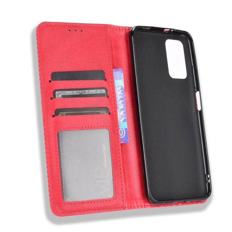 For Xiaomi Redmi 9T/ 9 Power Magnetic Buckle Retro Crazy Horse Texture Horizontal Flip Leather Case with Holder & Card Slots & Photo Frame(Red) by buy2fix