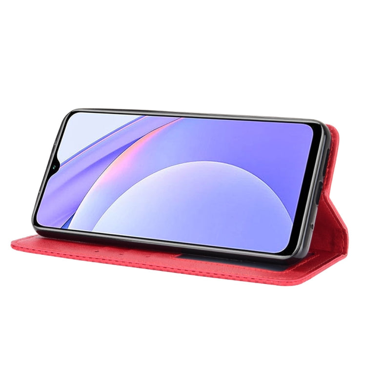 For Xiaomi Redmi 9T/ 9 Power Magnetic Buckle Retro Crazy Horse Texture Horizontal Flip Leather Case with Holder & Card Slots & Photo Frame(Red) by buy2fix