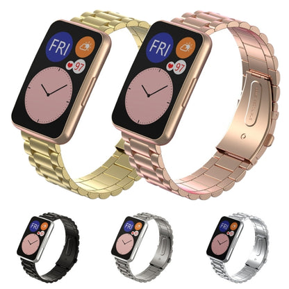 For Huawei Watch Fit Three-beads Metal Watch Band(Rose Gold) - Smart Wear by buy2fix | Online Shopping UK | buy2fix