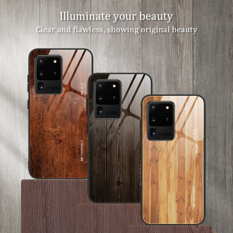 For Samsung Galaxy S20 Wood Grain Glass Protective Case(M01) by buy2fix