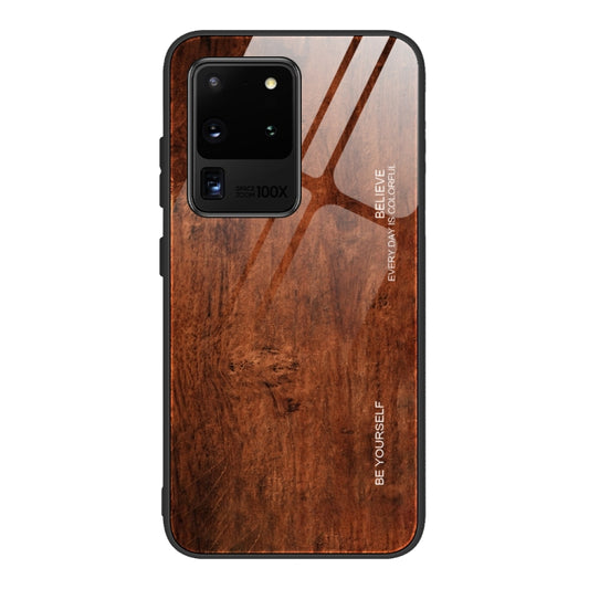 For Samsung Galaxy S20 Wood Grain Glass Protective Case(M02) by buy2fix