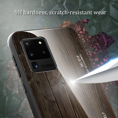 For Samsung Galaxy S20 Wood Grain Glass Protective Case(M02) by buy2fix