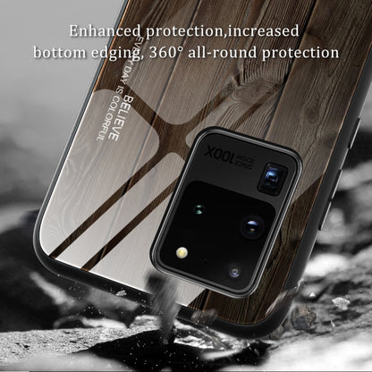 For Samsung Galaxy S20 Wood Grain Glass Protective Case(M02) by buy2fix