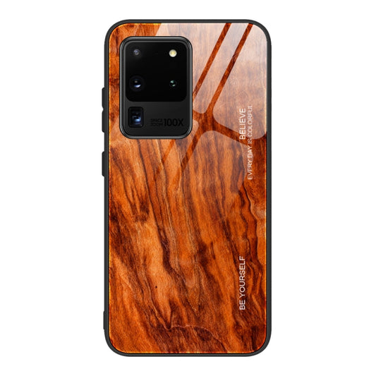 For Samsung Galaxy S20 Wood Grain Glass Protective Case(M06) by buy2fix