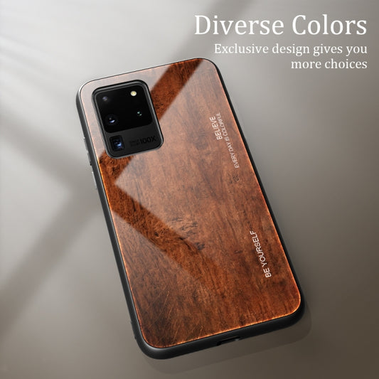 For Samsung Galaxy S20 Plus Wood Grain Glass Protective Case(M02) by buy2fix