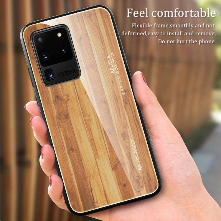 For Samsung Galaxy S20 Ultra Wood Grain Glass Protective Case(M06) by buy2fix