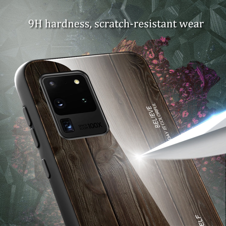 For Samsung Galaxy S20 Ultra Wood Grain Glass Protective Case(M06) by buy2fix
