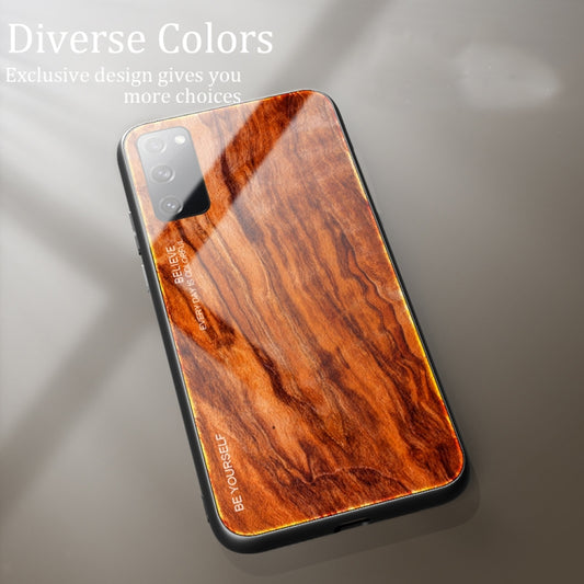 For Samsung Galaxy S20 FE Wood Grain Glass Protective Case(M06) by FIERRE SHANN