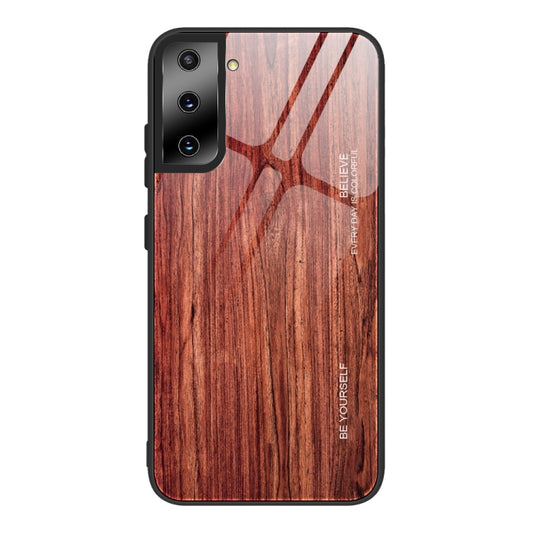 For Samsung Galaxy S21 Plus Wood Grain Glass Protective Case(M05) by buy2fix