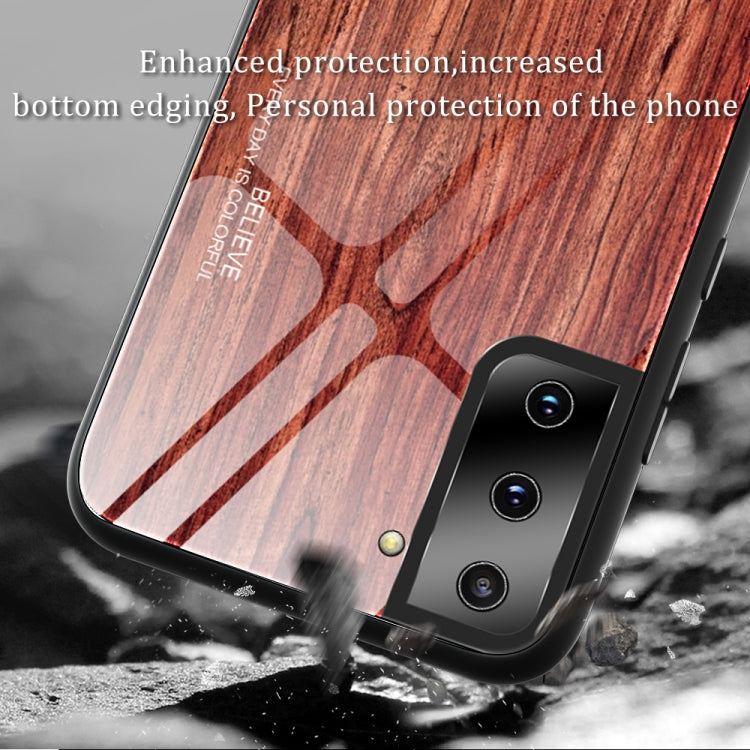 For Samsung Galaxy S21 Ultra 5G Wood Grain Glass Protective Case(M01) by buy2fix