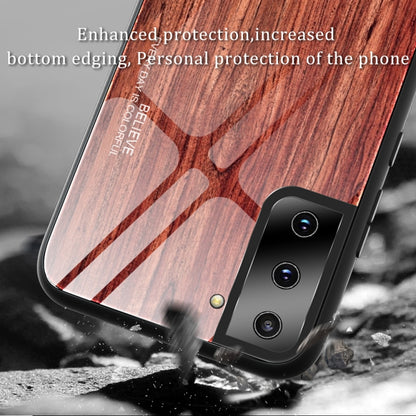 For Samsung Galaxy S21 Ultra 5G Wood Grain Glass Protective Case(M01) by buy2fix