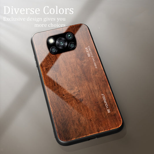 For Xiaomi Poco X3 NFC Wood Grain Glass Protective Case(M02) by buy2fix