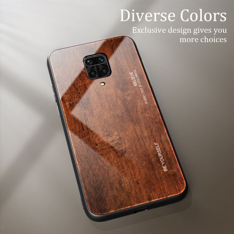 For Xiaomi Redmi Note 9S Wood Grain Glass Protective Case(M02) by buy2fix