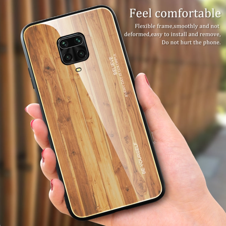 For Xiaomi Redmi Note 9S Wood Grain Glass Protective Case(M06) by buy2fix
