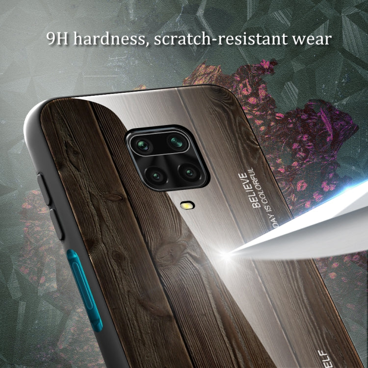 For Xiaomi Redmi Note 9S Wood Grain Glass Protective Case(M06) by buy2fix