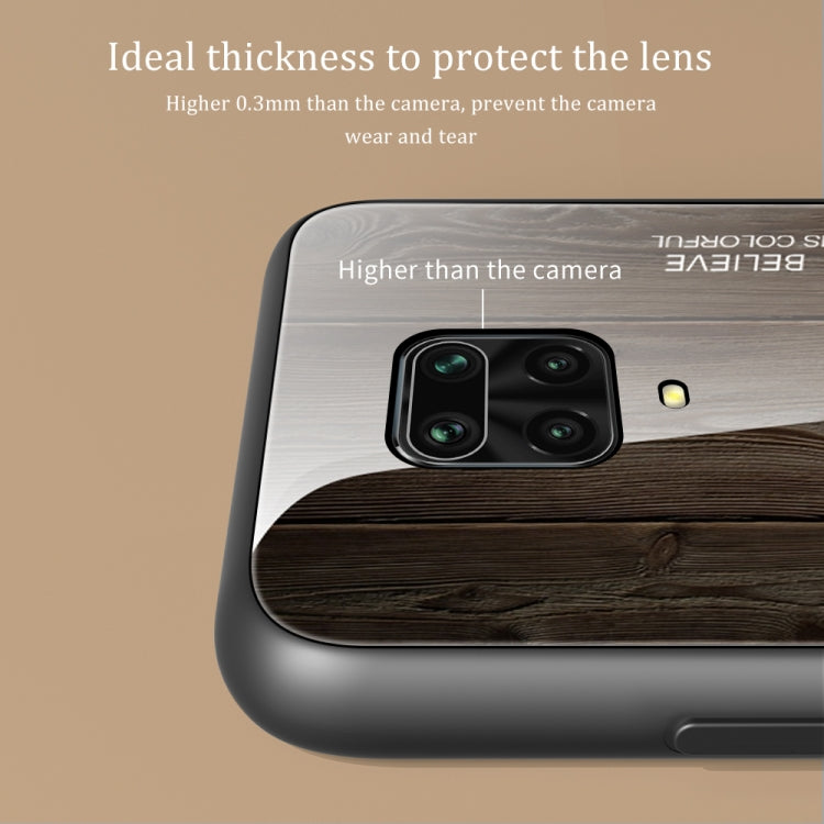 For Xiaomi Redmi Note 9S Wood Grain Glass Protective Case(M06) by buy2fix