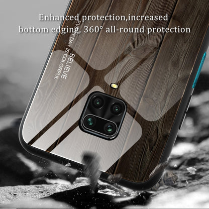 For Xiaomi Redmi Note 9S Wood Grain Glass Protective Case(M06) by buy2fix