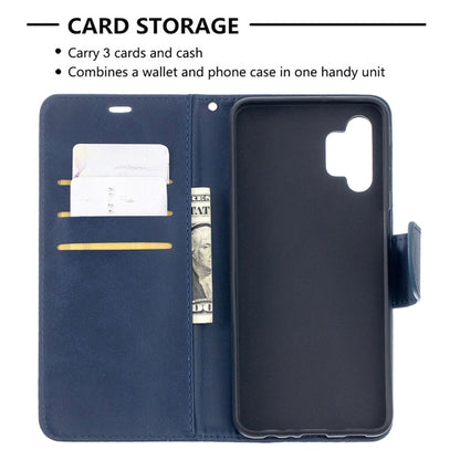 For Samsung Galaxy A32 5G Retro Lambskin Texture Pure Color Horizontal Flip PU Leather Case with Holder & Card Slots & Wallet & Lanyard(Blue) by buy2fix