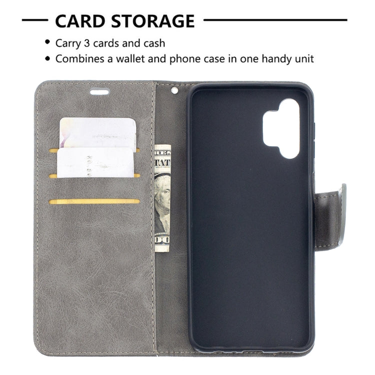 For Samsung Galaxy A32 5G Retro Lambskin Texture Pure Color Horizontal Flip PU Leather Case with Holder & Card Slots & Wallet & Lanyard(Grey) by buy2fix