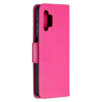 For Samsung Galaxy A32 5G Embossing Two Butterflies Pattern Horizontal Flip PU Leather Case with Holder & Card Slot & Wallet & Lanyard(Rose Red) by buy2fix