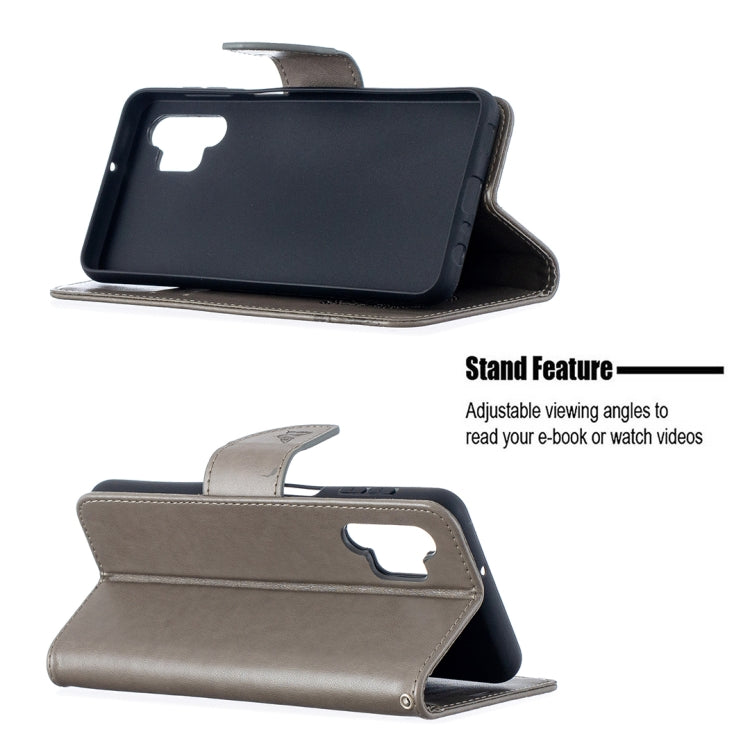 For Samsung Galaxy A32 5G Embossing Two Butterflies Pattern Horizontal Flip PU Leather Case with Holder & Card Slot & Wallet & Lanyard(Grey) by buy2fix