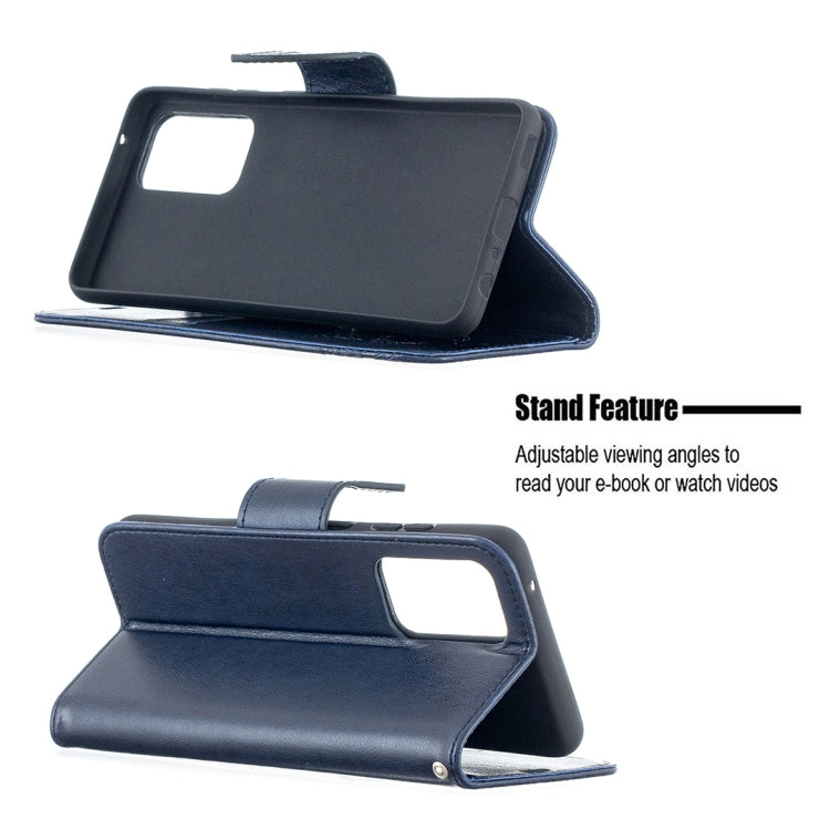 For Samsung Galaxy A52 5G / 4G Embossing Two Butterflies Pattern Horizontal Flip PU Leather Case with Holder & Card Slot & Wallet & Lanyard(Blue) by buy2fix