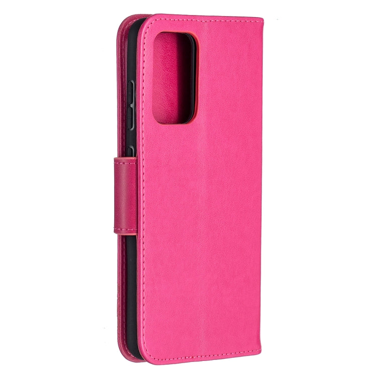 For Samsung Galaxy A52 5G / 4G Embossing Two Butterflies Pattern Horizontal Flip PU Leather Case with Holder & Card Slot & Wallet & Lanyard(Rose Red) by buy2fix