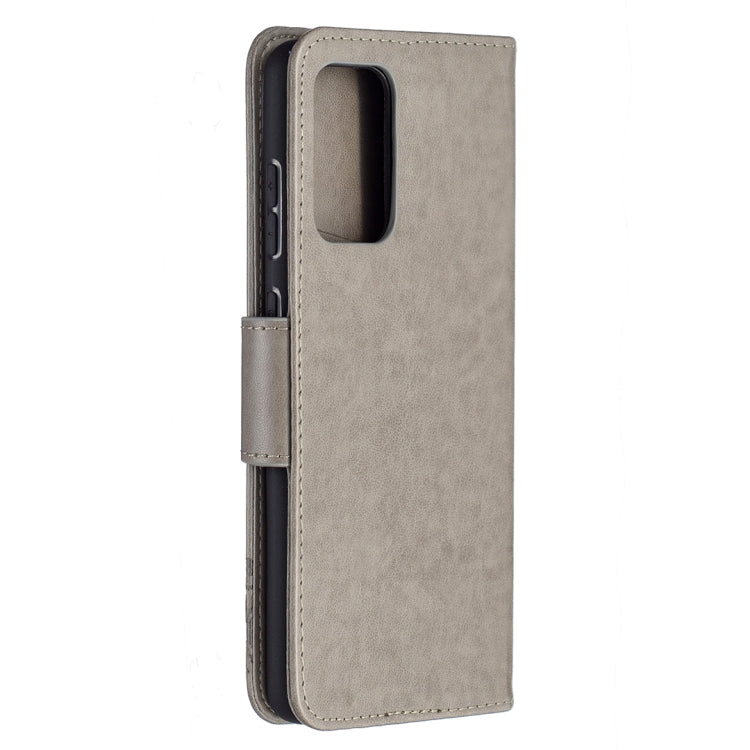 For Samsung Galaxy A72 5G / 4G Embossing Two Butterflies Pattern Horizontal Flip PU Leather Case with Holder & Card Slot & Wallet & Lanyard(Grey) by buy2fix