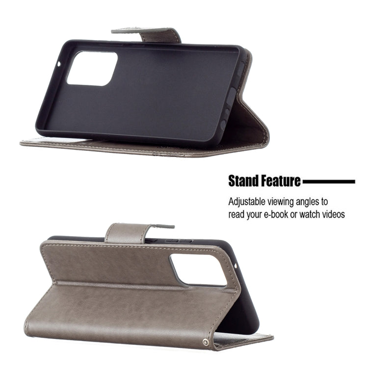 For Samsung Galaxy A72 5G / 4G Embossing Two Butterflies Pattern Horizontal Flip PU Leather Case with Holder & Card Slot & Wallet & Lanyard(Grey) by buy2fix