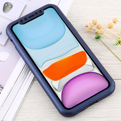 For iPhone 11 Shockproof PC Full Coverage Protective Case with Tempered Glass Film(Blue) by buy2fix