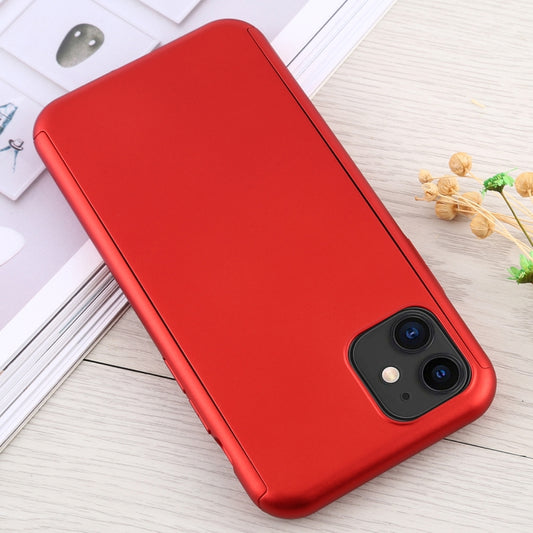 For iPhone 11 Shockproof PC Full Coverage Protective Case with Tempered Glass Film(Red) by buy2fix
