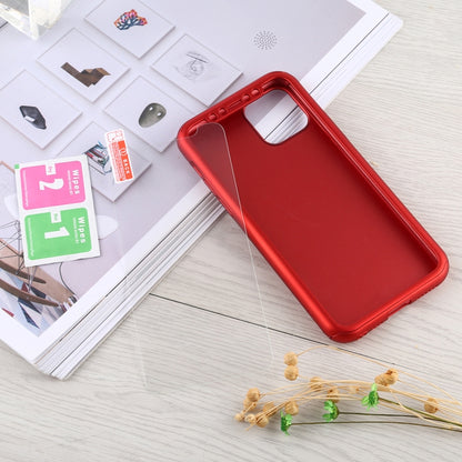 For iPhone 11 Shockproof PC Full Coverage Protective Case with Tempered Glass Film(Red) by buy2fix