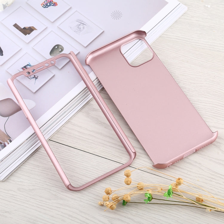 For iPhone 11 Shockproof PC Full Coverage Protective Case with Tempered Glass Film(Rose Gold) by buy2fix