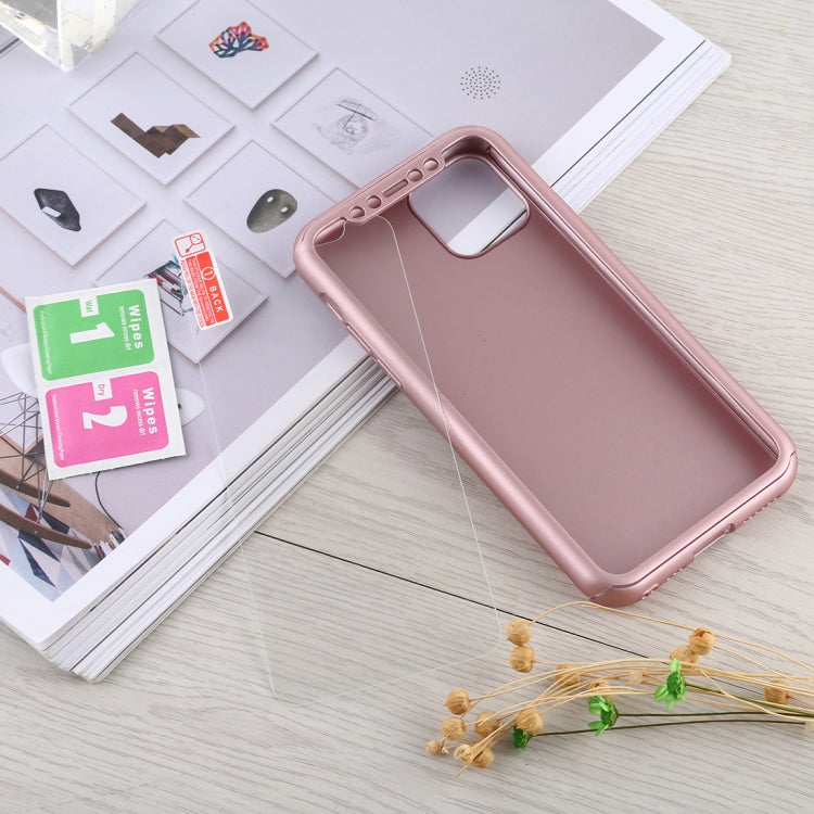 For iPhone 11 Shockproof PC Full Coverage Protective Case with Tempered Glass Film(Rose Gold) by buy2fix