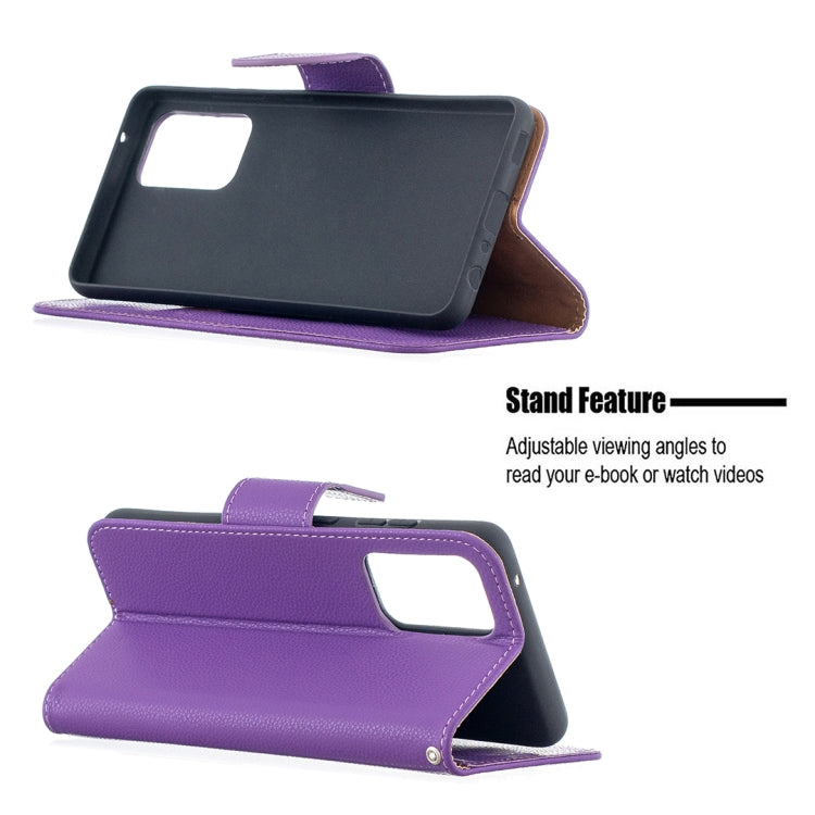 For Samsung Galaxy A52 5G / 4G Litchi Texture Pure Color Horizontal Flip PU Leather Case with Holder & Card Slots & Wallet & Lanyard(Purple) by buy2fix