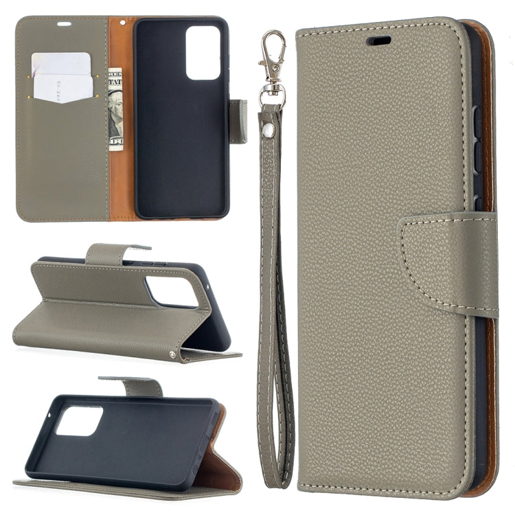 For Samsung Galaxy A52 5G / 4G Litchi Texture Pure Color Horizontal Flip PU Leather Case with Holder & Card Slots & Wallet & Lanyard(Grey) by buy2fix