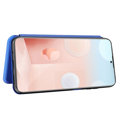 For HTC Desire 21 Pro Carbon Fiber Texture Horizontal Flip TPU + PC + PU Leather Case with Card Slot(Blue) by buy2fix
