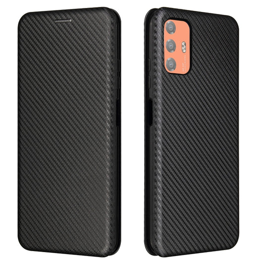 For HTC Desire 21 Pro Carbon Fiber Texture Horizontal Flip TPU + PC + PU Leather Case with Card Slot(Black) by buy2fix