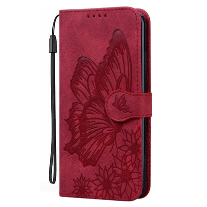For iPhone 12 / 12 Pro Retro Skin Feel Butterflies Embossing Horizontal Flip Leather Case with Holder & Card Slots & Wallet(Red) by buy2fix