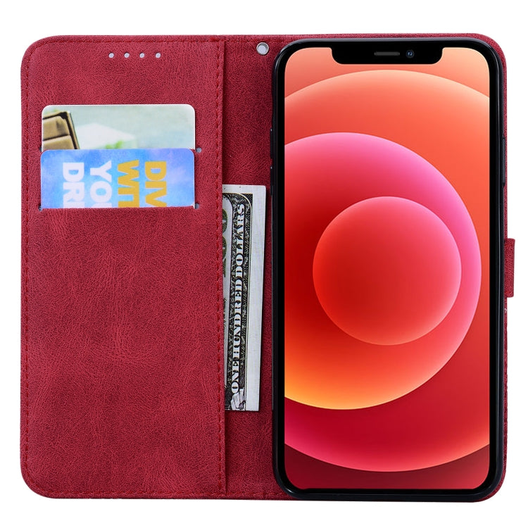 For iPhone 12 / 12 Pro Retro Skin Feel Butterflies Embossing Horizontal Flip Leather Case with Holder & Card Slots & Wallet(Red) by buy2fix