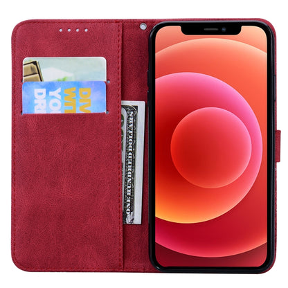 For iPhone 12 / 12 Pro Retro Skin Feel Butterflies Embossing Horizontal Flip Leather Case with Holder & Card Slots & Wallet(Red) by buy2fix