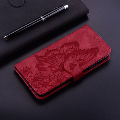 For iPhone 12 / 12 Pro Retro Skin Feel Butterflies Embossing Horizontal Flip Leather Case with Holder & Card Slots & Wallet(Red) by buy2fix