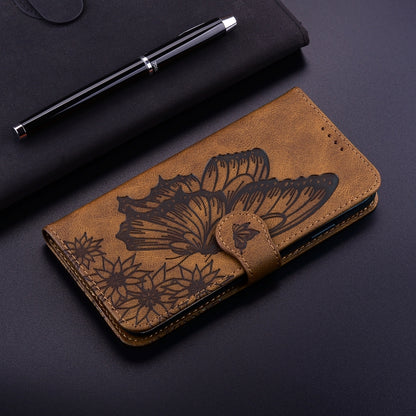 For iPhone 12 Pro Max Retro Skin Feel Butterflies Embossing Horizontal Flip Leather Case with Holder & Card Slots & Wallet(Brown) by buy2fix