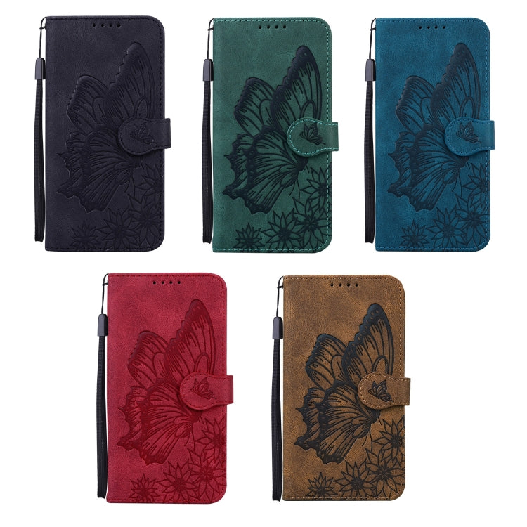 For iPhone 12 Pro Max Retro Skin Feel Butterflies Embossing Horizontal Flip Leather Case with Holder & Card Slots & Wallet(Brown) by buy2fix